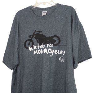Gildan Ultra Cotton Graphic T-Shirt Men Size 2XL Gray Watch For Motorcycles